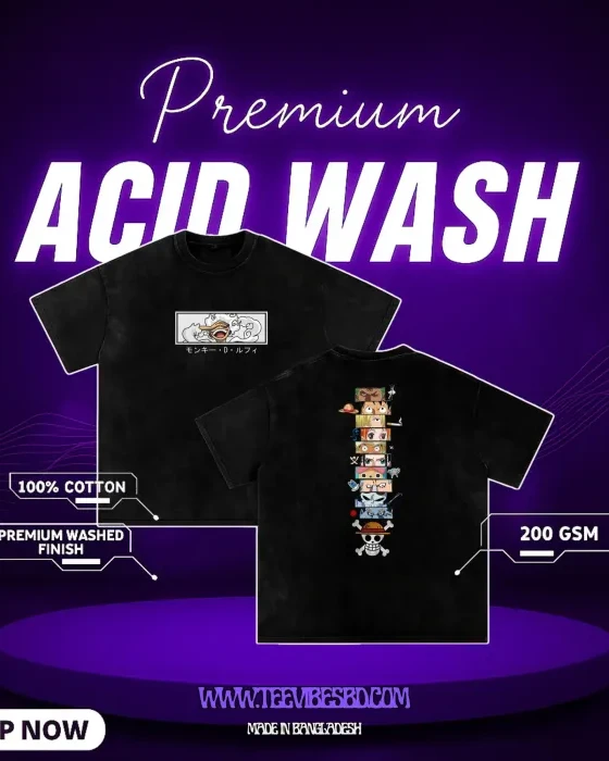 One Piece Printed Acid Wash T-Shirt