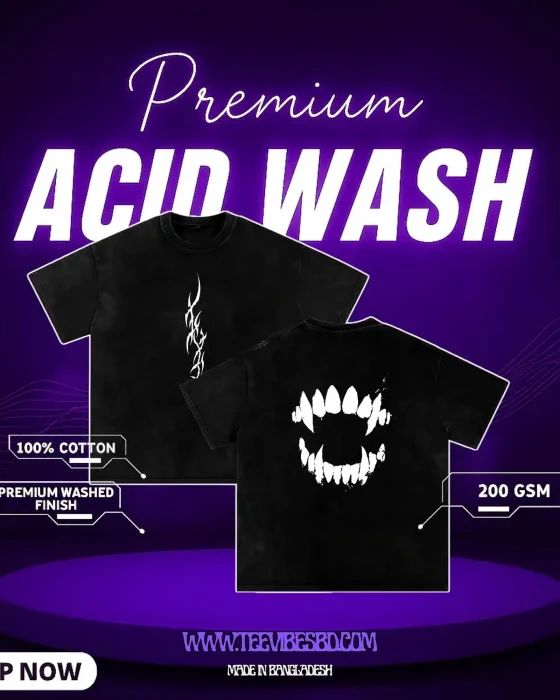 Printed Acid Wash T-Shirt-B