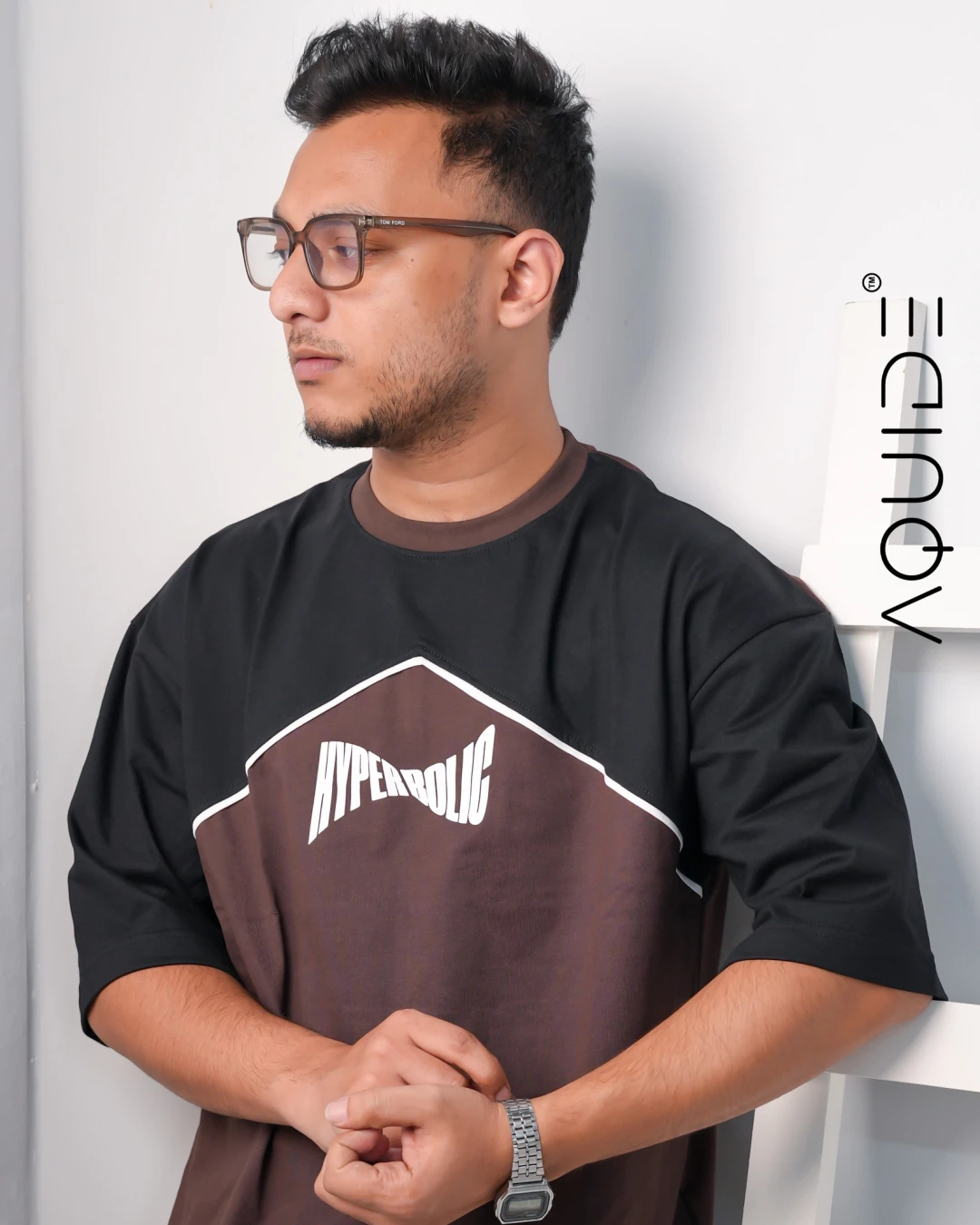 AQUIDE "Hyperbolic" Dual-Tone Drop Shoulder Tee