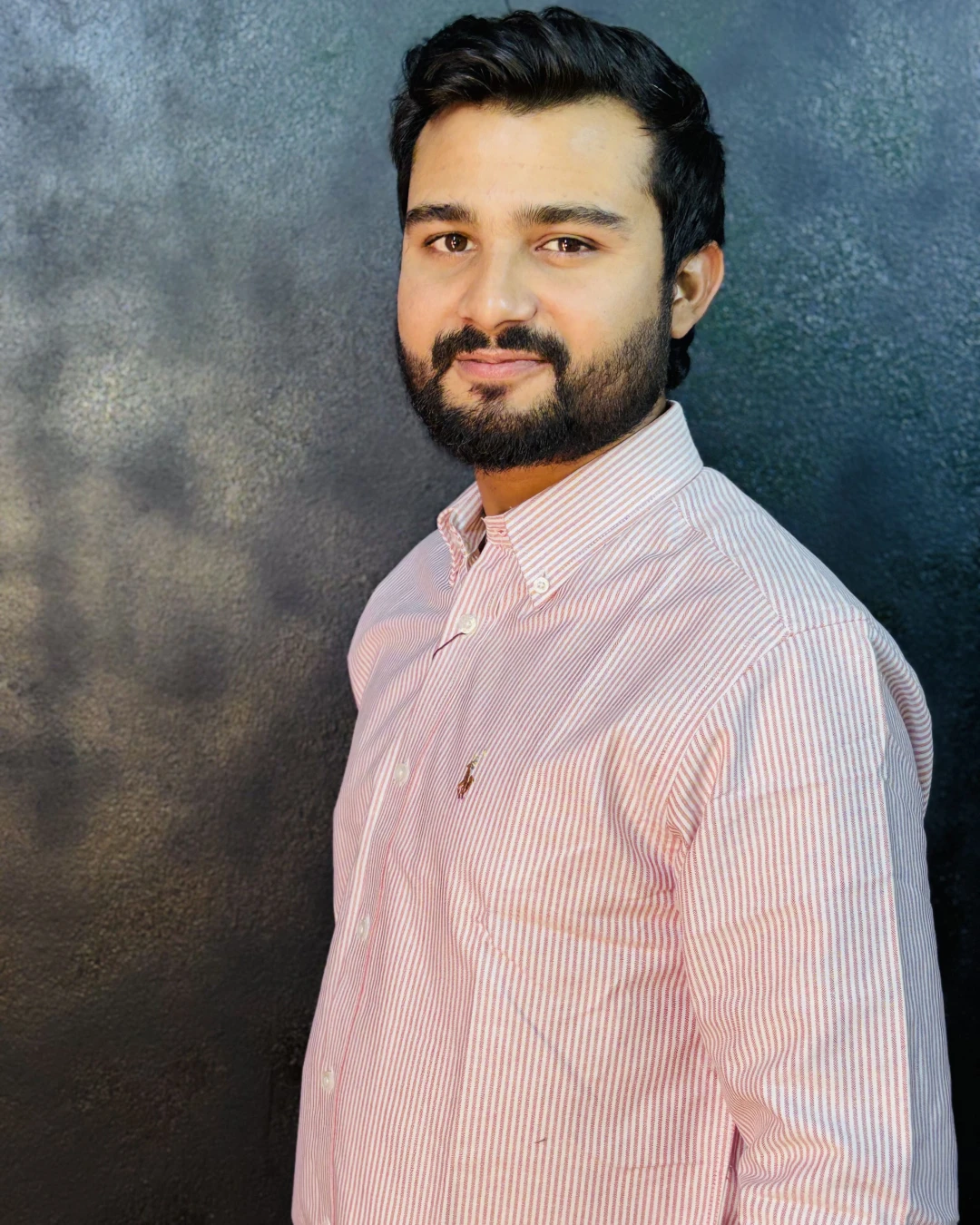 Premium White with dusty Rose Pinstripes