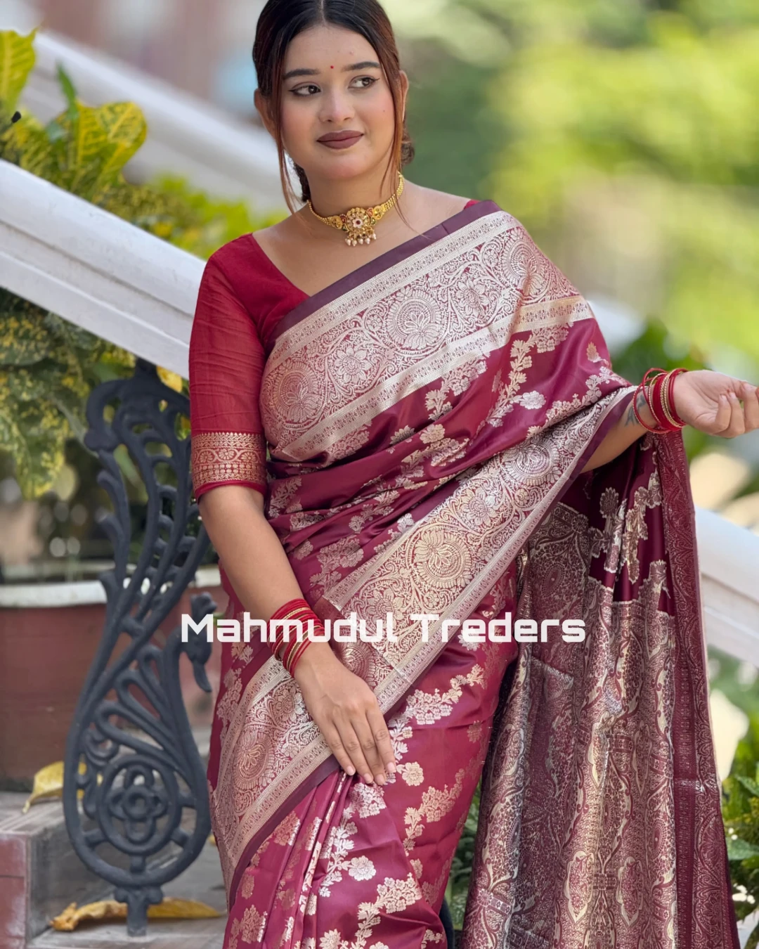 Maroon Colour Benaroshi Katan Saree