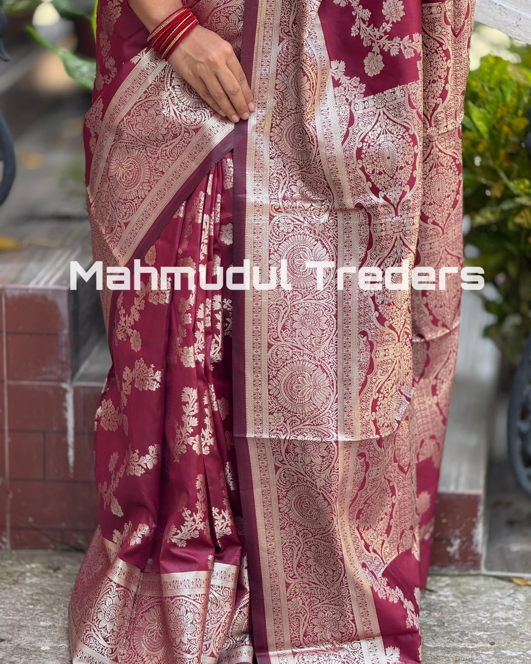 Maroon Colour Benaroshi Katan Saree