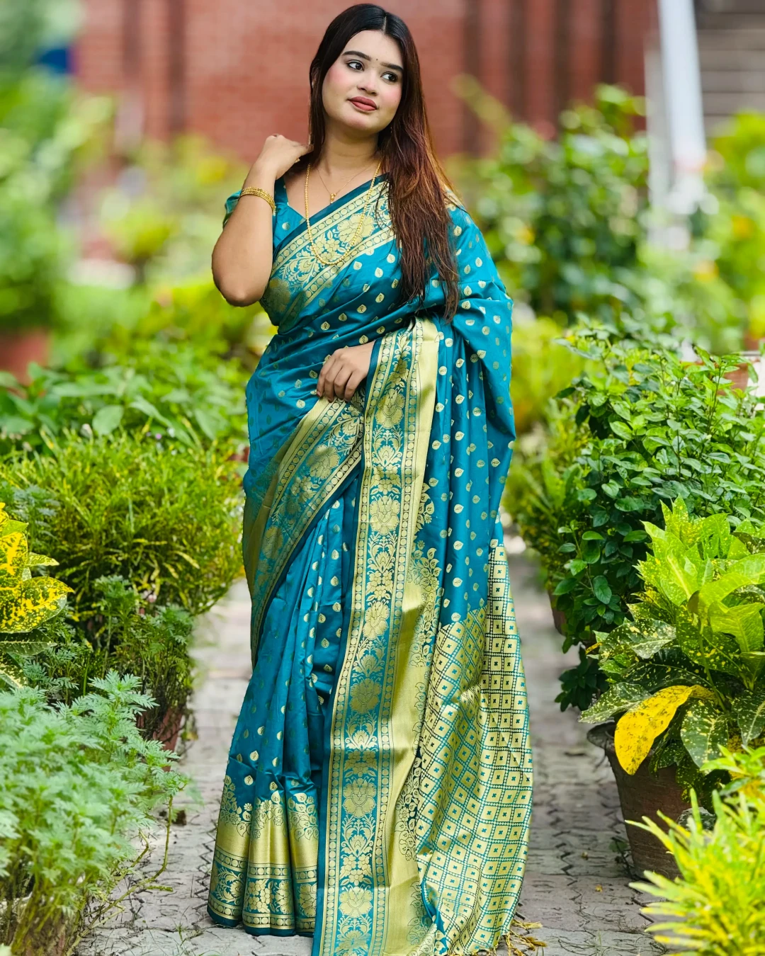 Majestic Magenta Purple & Golden Soft Silk Katan Saree