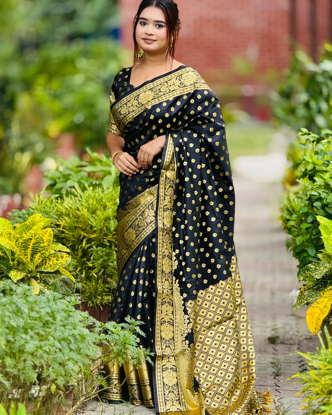 Majestic Magenta Purple & Golden Soft Silk Katan Saree