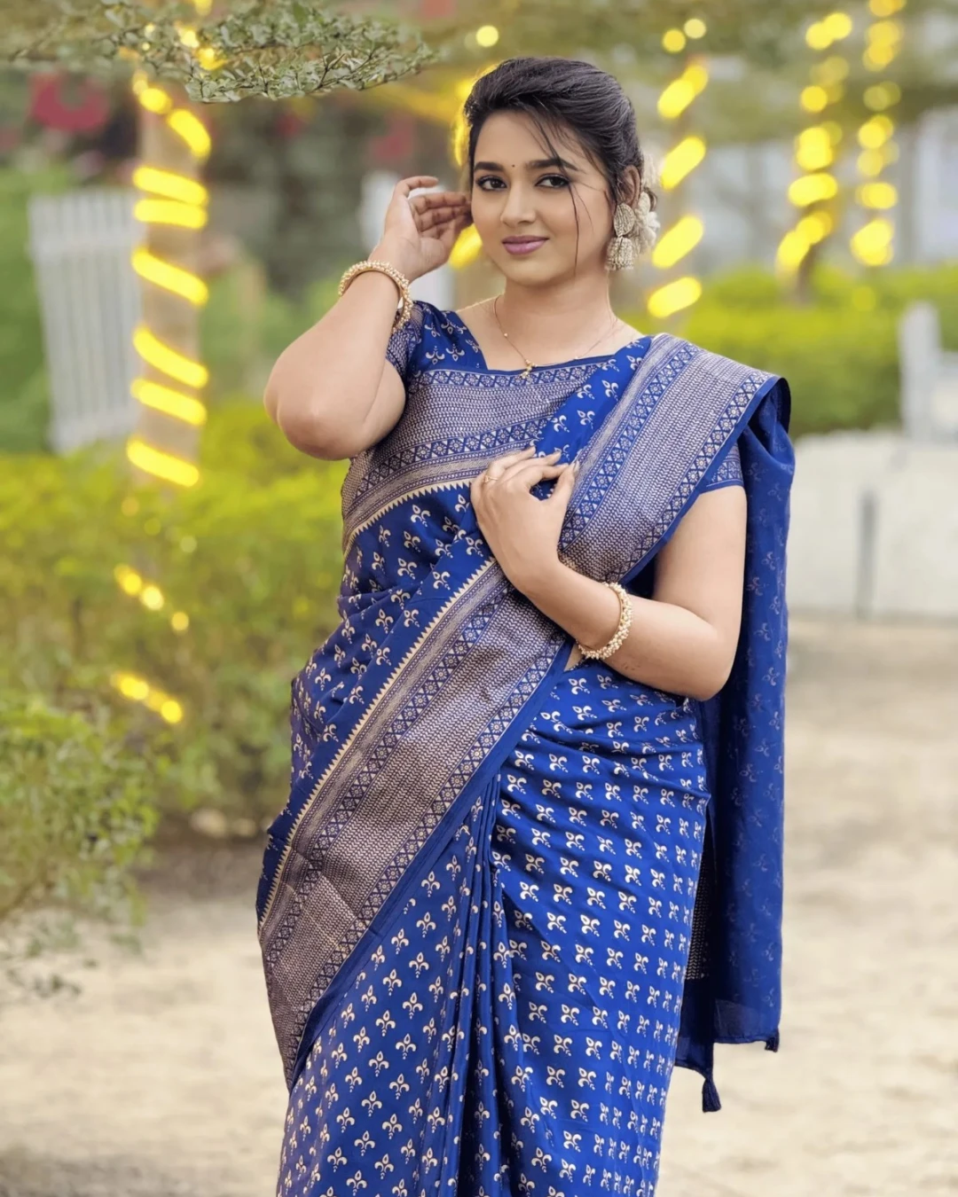 Midnight Blue Serenity Japanese Soft Silk Saree