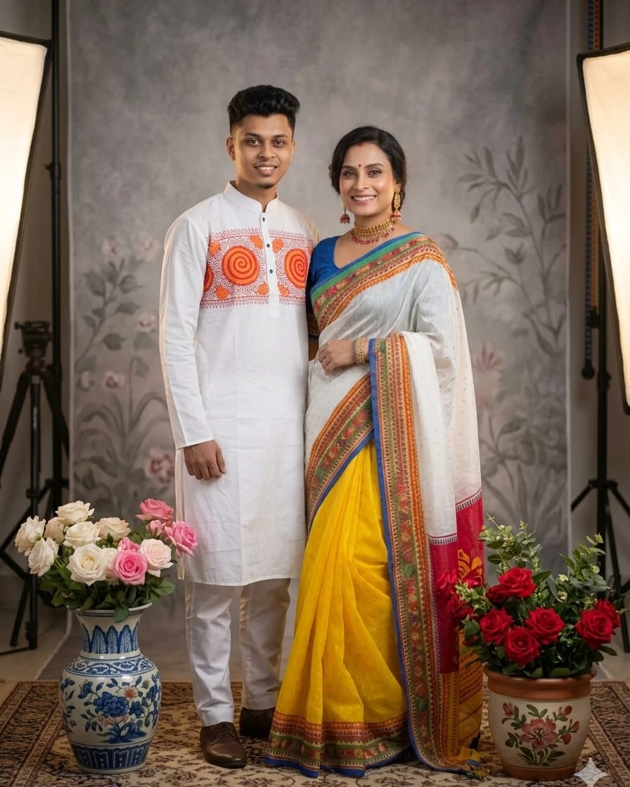 Basanta Bilash Premium Block-Print Couple Combo