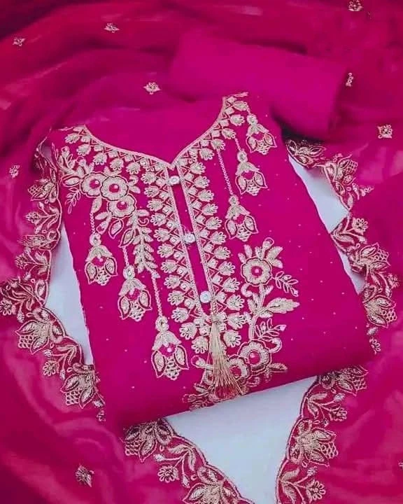 Emerald Grandeur Heavily Embroidered Georgette 4-Piece Set