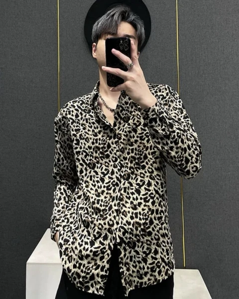 Garb “Tide” Series | Design-Sense Thickened Leopard Print Executive Shirt