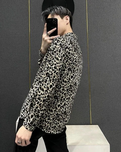 Garb “Tide” Series | Design-Sense Thickened Leopard Print Executive Shirt