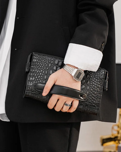 Garb Signature | Luxury Crocodile-Embossed 2-in-1 Executive Clutch & Crossbody