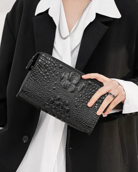 Garb Signature | Luxury Crocodile-Embossed 2-in-1 Executive Clutch & Crossbody