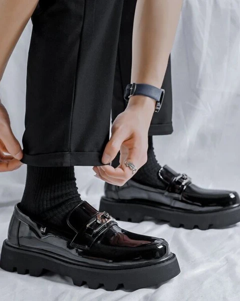 Premium Men’s Classic Black Loafers – Height Increasing Thick Sole Edition