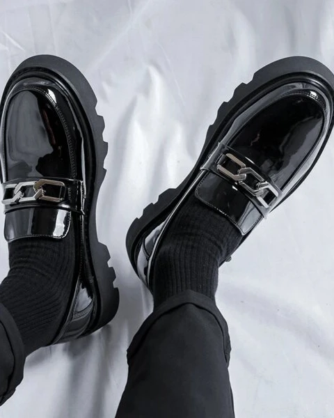 Premium Men’s Classic Black Loafers – Height Increasing Thick Sole Edition