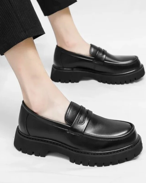 Premium Men’s Platform Formal Loafers – Thick-Soled Wedding & Business Edition