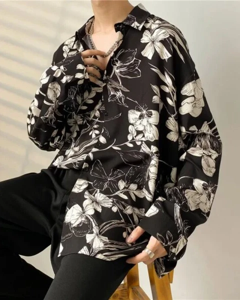 Premium Spring Black Long Sleeve Dress Shirt