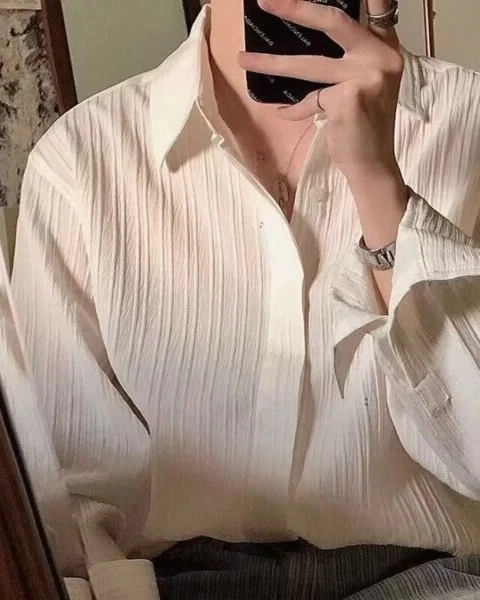 Premium Striped Pleated Long Sleeve Shirt