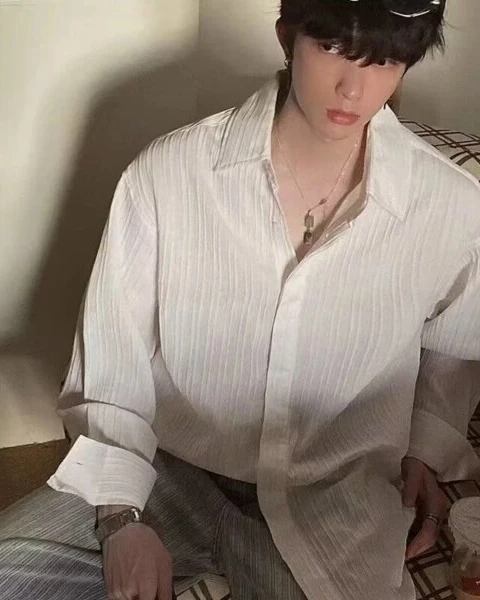 Premium Striped Pleated Long Sleeve Shirt