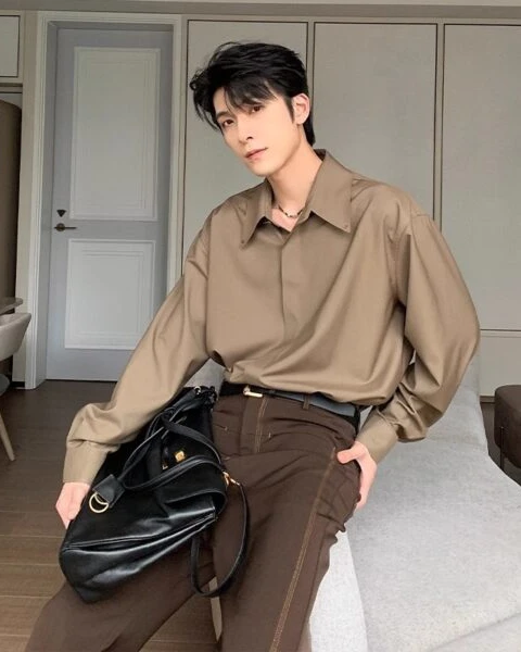 Premium Vintage Turn-Down Collar Solid Shirt