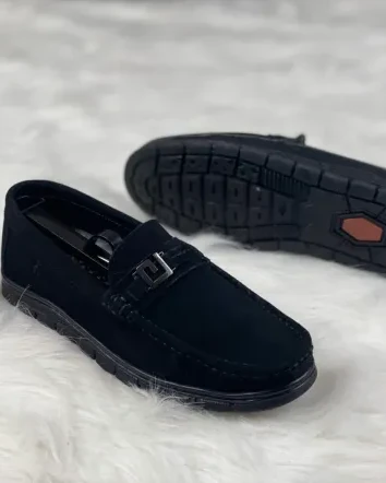 Royal Cobbler_Black_Metal Emblem_Suede Leather_Men