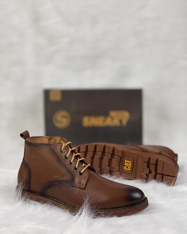 Cat boot-Lace-Chocolate-Original Leather-Men