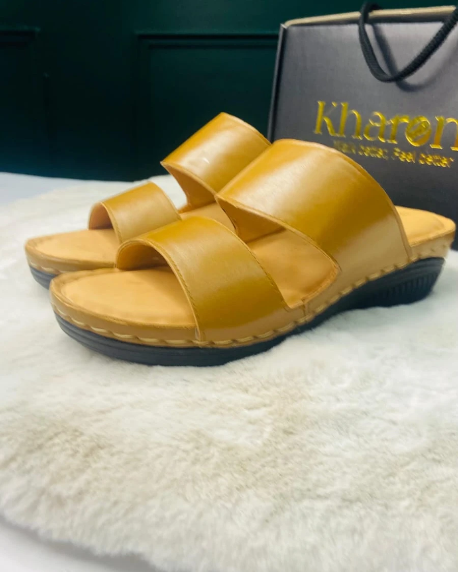 Kharom Ortho-Dual Strap Leather Slides