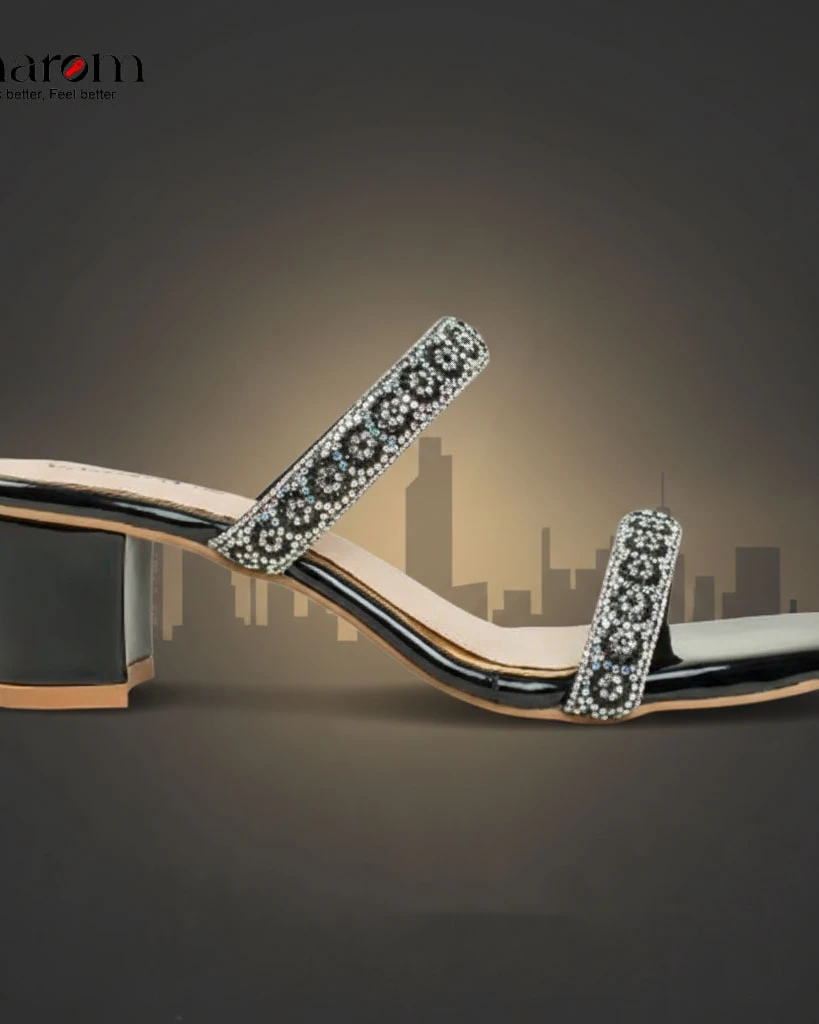 Starlight Crystal Double Strap Mule Heel