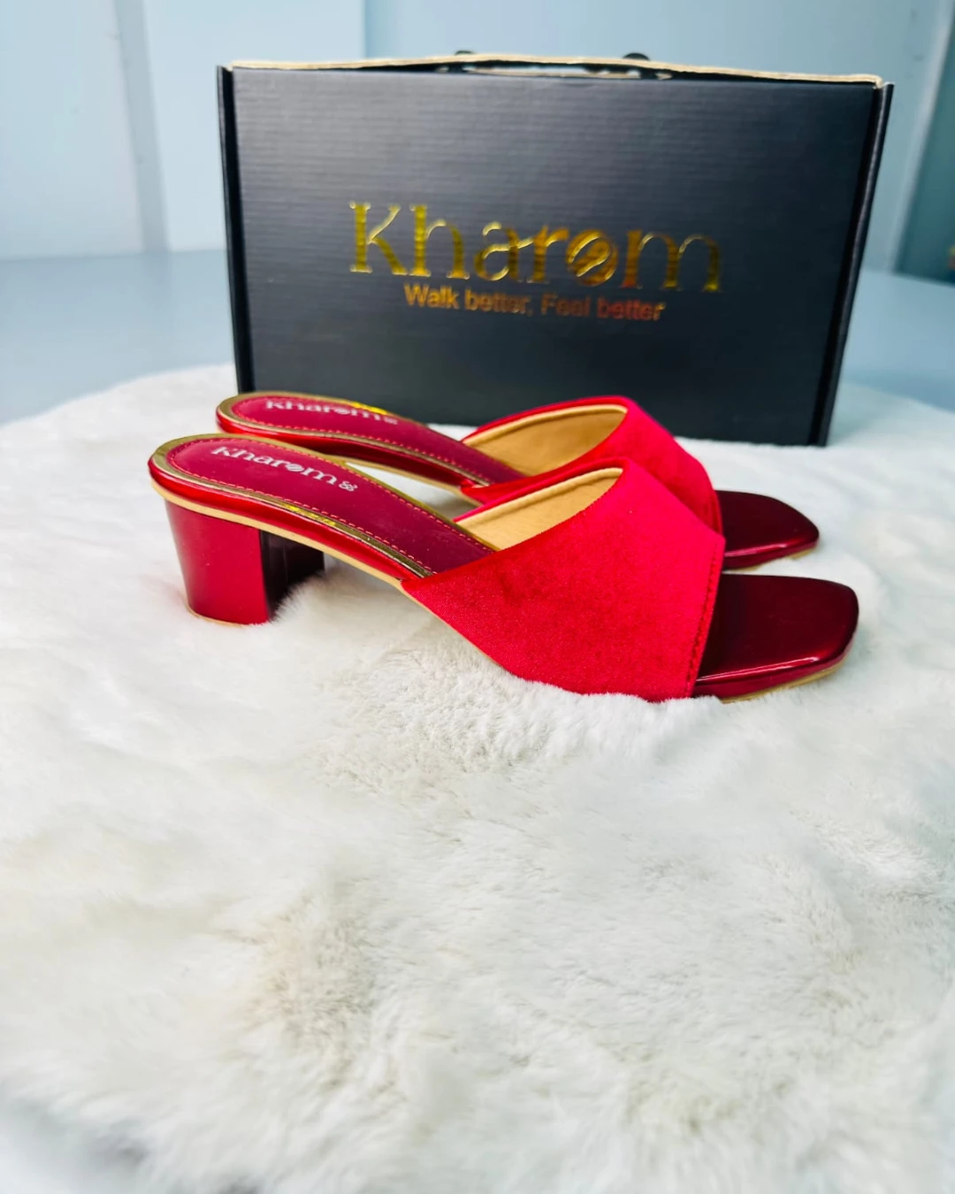 Crimson Vibe Korean Suede Block Heels