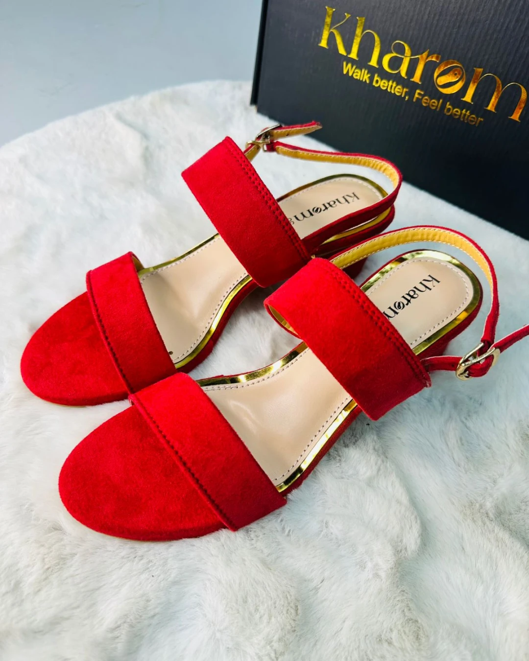 Midnight Suede Memory Slingbacks-Red