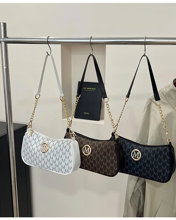 Milan Monogram Baguette Bag with Gold Chain Link