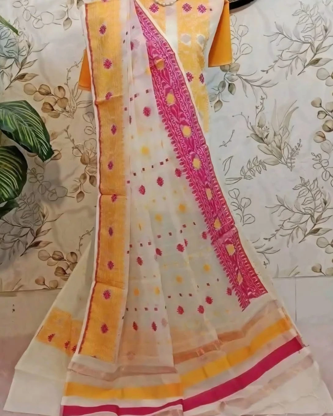 Golden Petal Tangail Tencel Jamdani