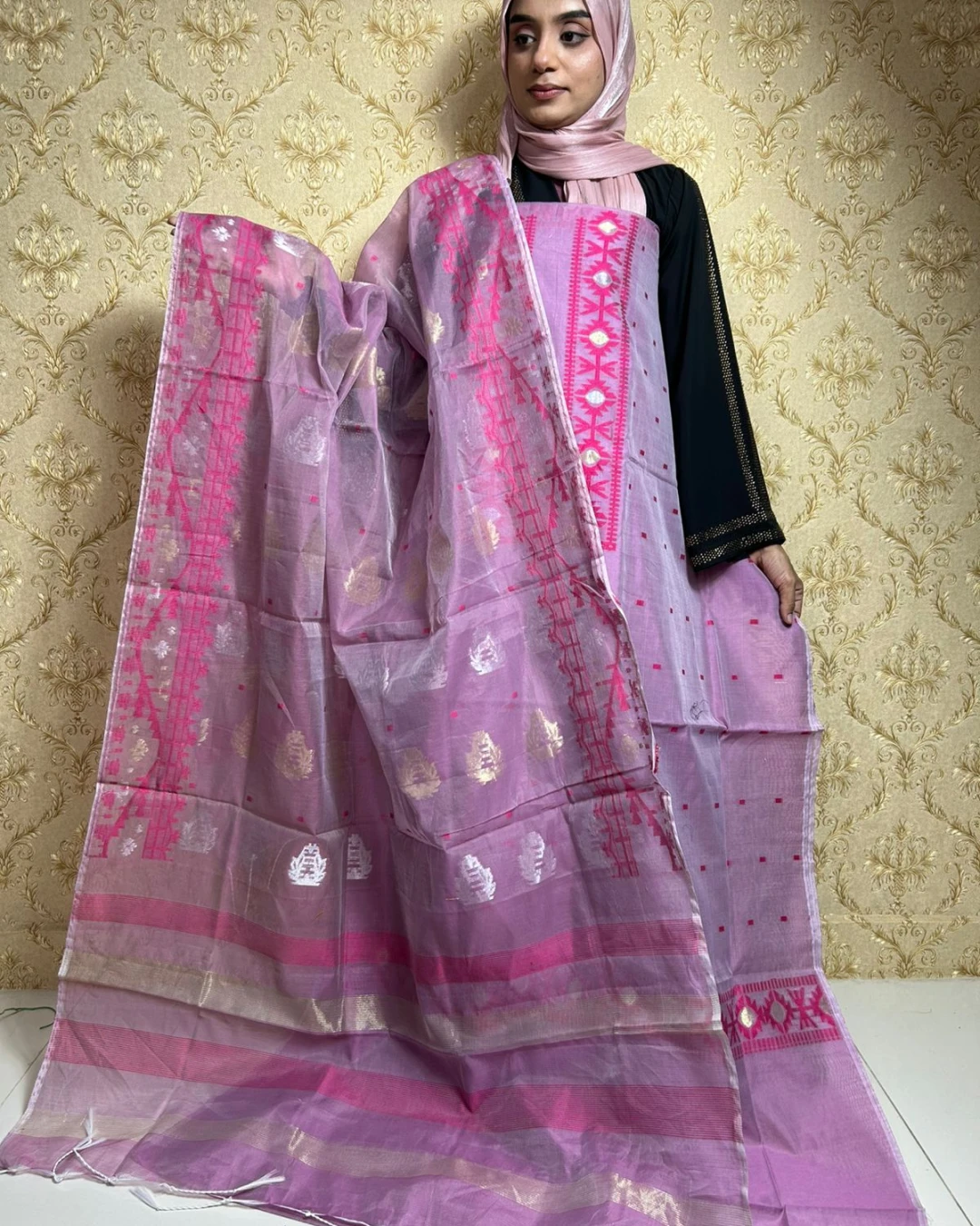 Orchid Petal Tangail Tencel Jamdani