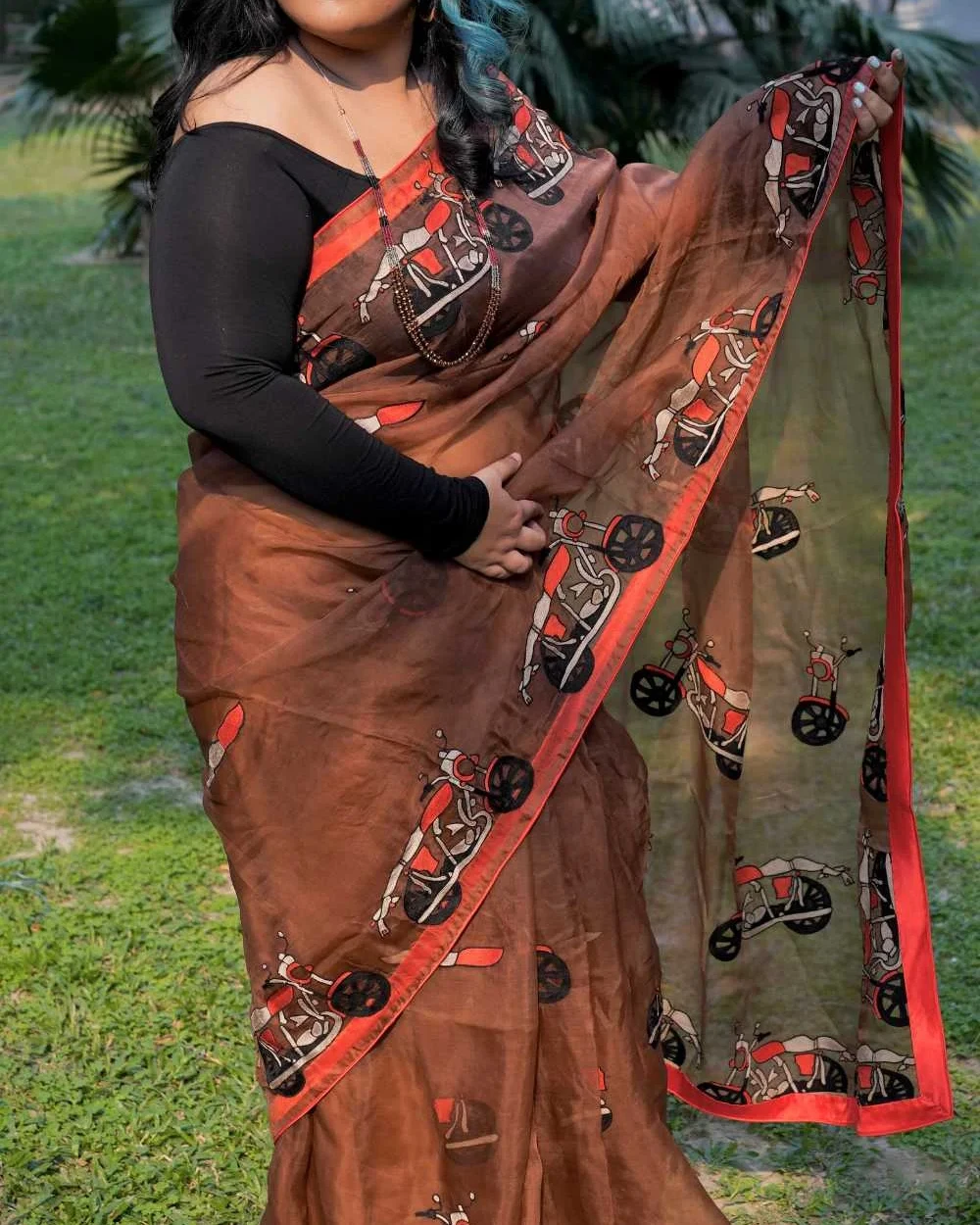 Cruiser Bike Muslin Saree