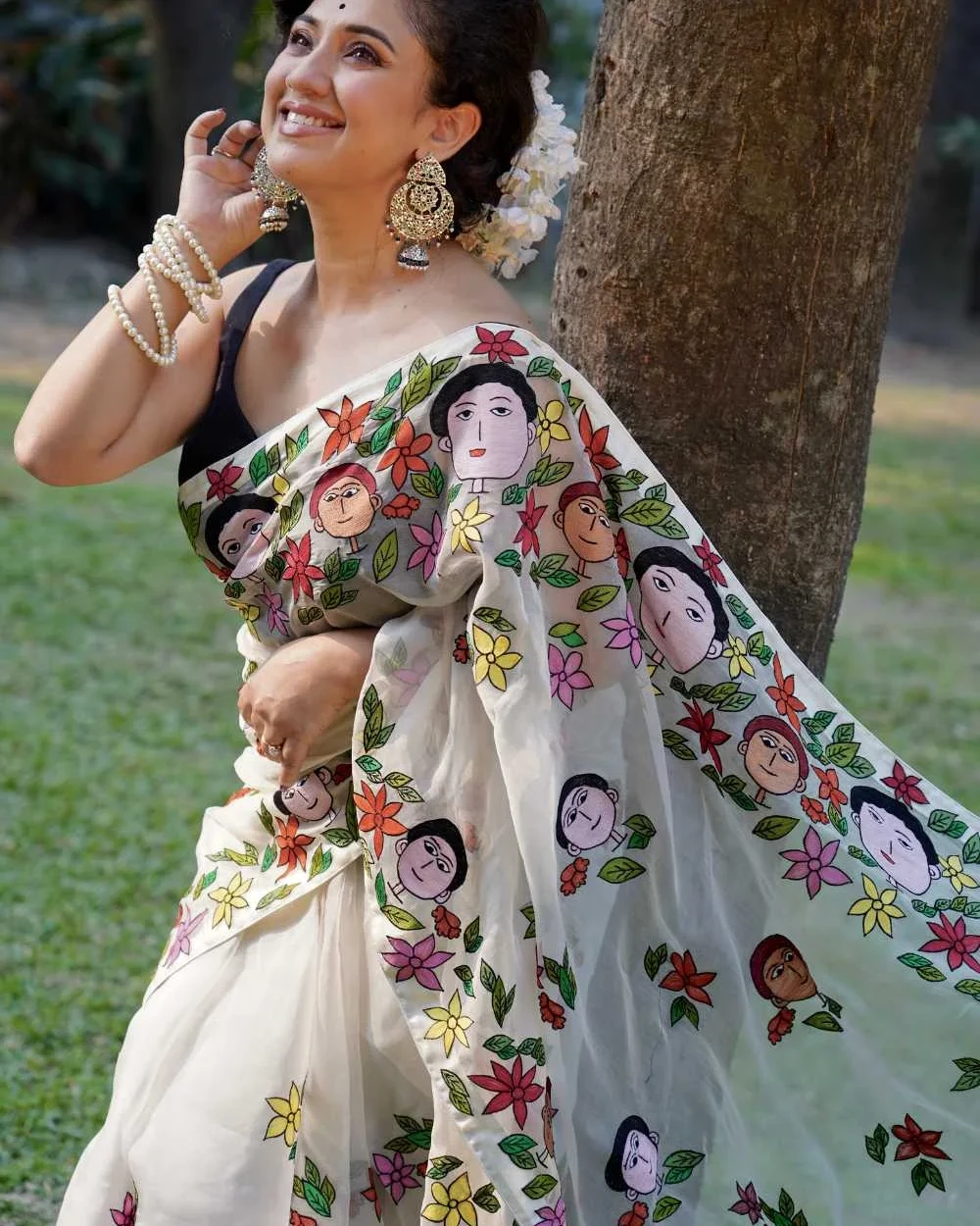 In the garden Muslin Saree