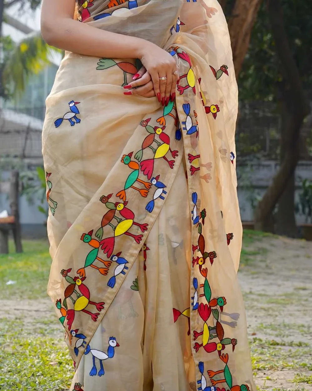 Flight Of The Bird Muslin Saree