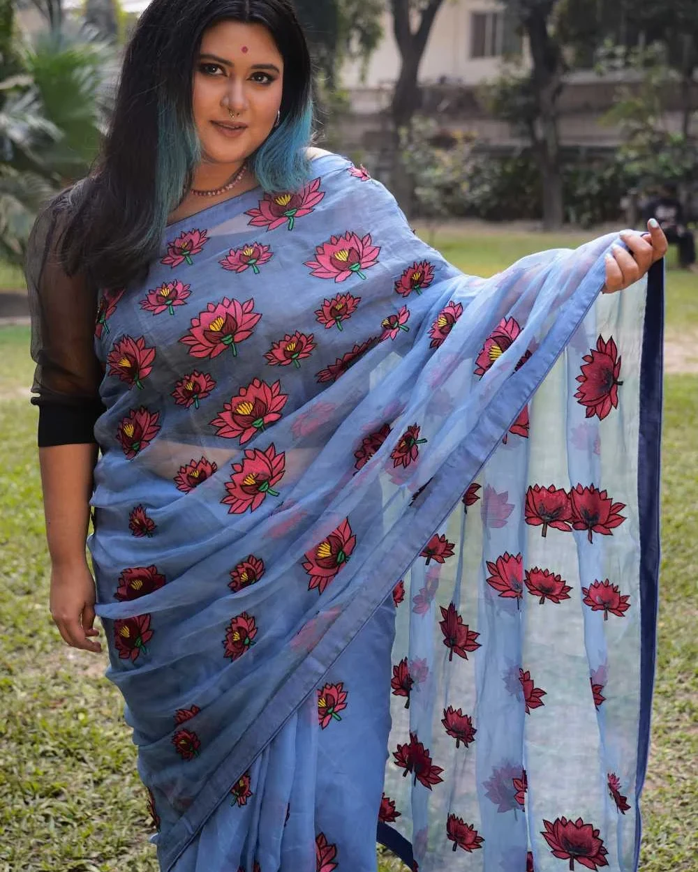 Lotus Muslin Saree