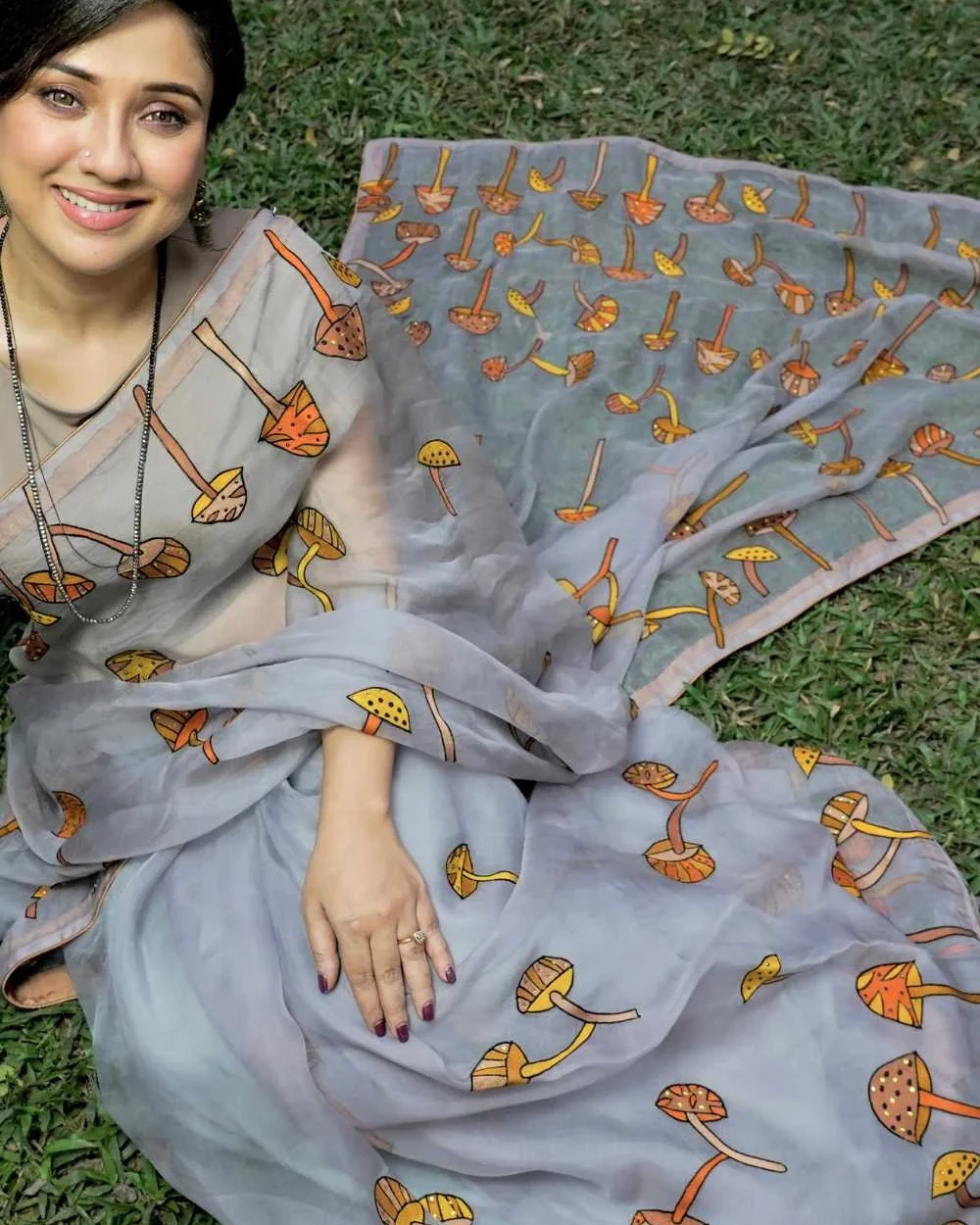 Mushroom Muslin Saree