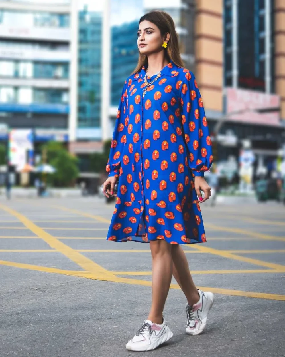 Flower Globe Blue Dress