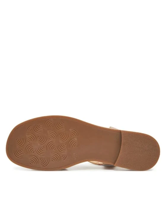 Sienna Nude Leather Cross-Strap Sandals