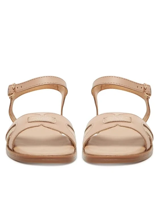 Sienna Nude Leather Cross-Strap Sandals